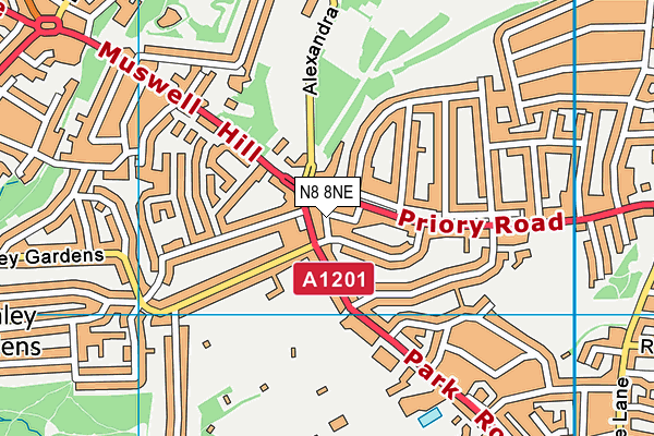 N8 8NE map - OS VectorMap District (Ordnance Survey) N8 8NE map - OS VectorMap District (Ordnance Survey)