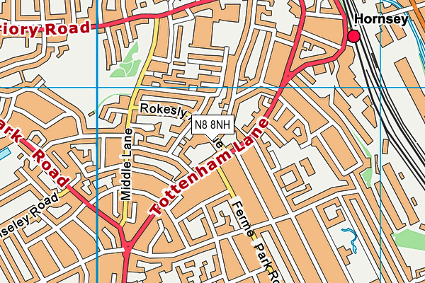 N8 8NH map - OS VectorMap District (Ordnance Survey) N8 8NH map - OS VectorMap District (Ordnance Survey)