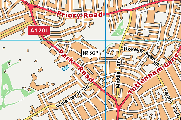 N8 8QP map - OS VectorMap District (Ordnance Survey)