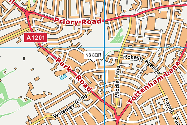 N8 8QR map - OS VectorMap District (Ordnance Survey) N8 8QR map - OS VectorMap District (Ordnance Survey)