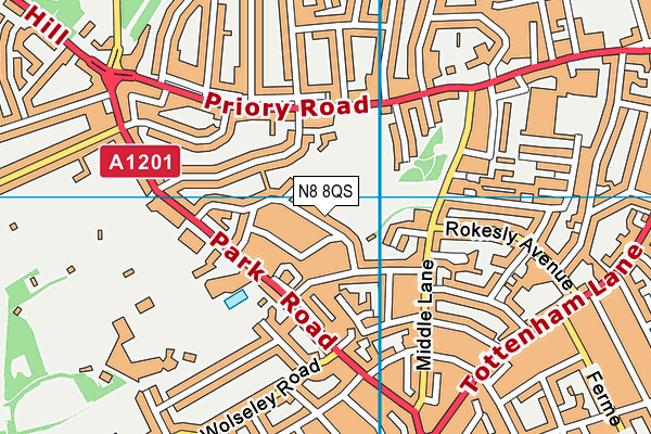 N8 8QS map - OS VectorMap District (Ordnance Survey) N8 8QS map - OS VectorMap District (Ordnance Survey)
