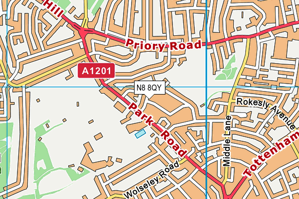 N8 8QY map - OS VectorMap District (Ordnance Survey) N8 8QY map - OS VectorMap District (Ordnance Survey)