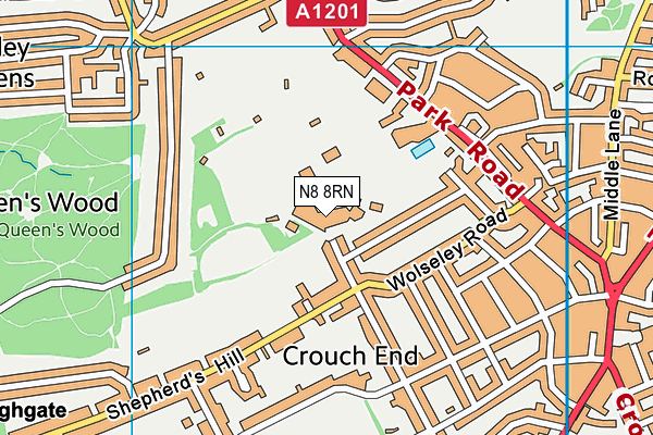 N8 8RN map - OS VectorMap District (Ordnance Survey) N8 8RN map - OS VectorMap District (Ordnance Survey)