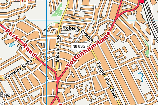 N8 8SG map - OS VectorMap District (Ordnance Survey) N8 8SG map - OS VectorMap District (Ordnance Survey)