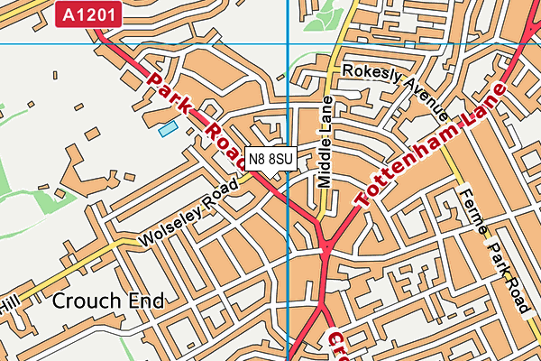 N8 8SU map - OS VectorMap District (Ordnance Survey) N8 8SU map - OS VectorMap District (Ordnance Survey)