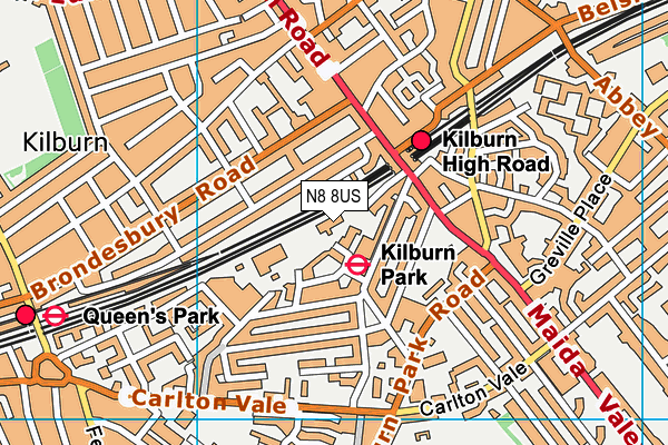 N8 8US map - OS VectorMap District (Ordnance Survey) N8 8US map - OS VectorMap District (Ordnance Survey)