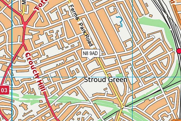 N8 9AD map - OS VectorMap District (Ordnance Survey) N8 9AD map - OS VectorMap District (Ordnance Survey)