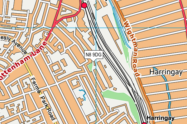 N8 9DG map - OS VectorMap District (Ordnance Survey) N8 9DG map - OS VectorMap District (Ordnance Survey)