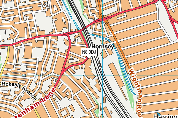 N8 9DJ map - OS VectorMap District (Ordnance Survey) N8 9DJ map - OS VectorMap District (Ordnance Survey)