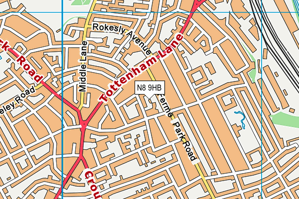 N8 9HB map - OS VectorMap District (Ordnance Survey) N8 9HB map - OS VectorMap District (Ordnance Survey)