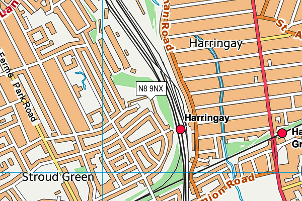 N8 9NX map - OS VectorMap District (Ordnance Survey) N8 9NX map - OS VectorMap District (Ordnance Survey)