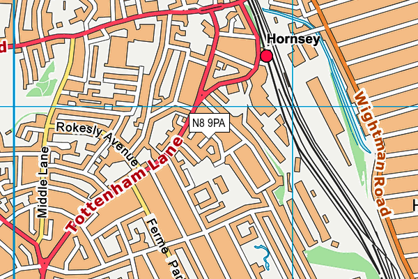 N8 9PA map - OS VectorMap District (Ordnance Survey)