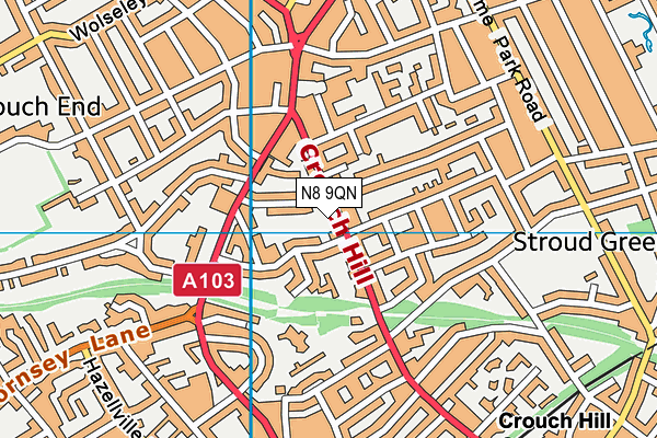 N8 9QN map - OS VectorMap District (Ordnance Survey) N8 9QN map - OS VectorMap District (Ordnance Survey)