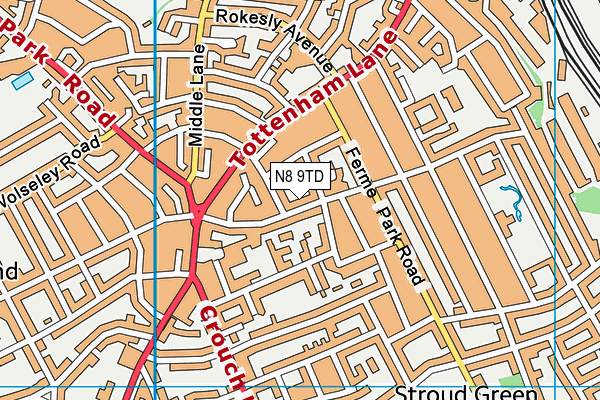 N8 9TD map - OS VectorMap District (Ordnance Survey) N8 9TD map - OS VectorMap District (Ordnance Survey)