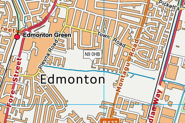 N9 0HB map - OS VectorMap District (Ordnance Survey) N9 0HB map - OS VectorMap District (Ordnance Survey)