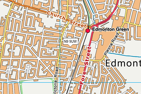 N9 9UW map - OS VectorMap District (Ordnance Survey) N9 9UW map - OS VectorMap District (Ordnance Survey)