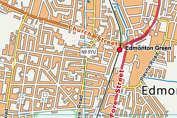 N9 9YU map - OS VectorMap District (Ordnance Survey) N9 9YU map - OS VectorMap District (Ordnance Survey)