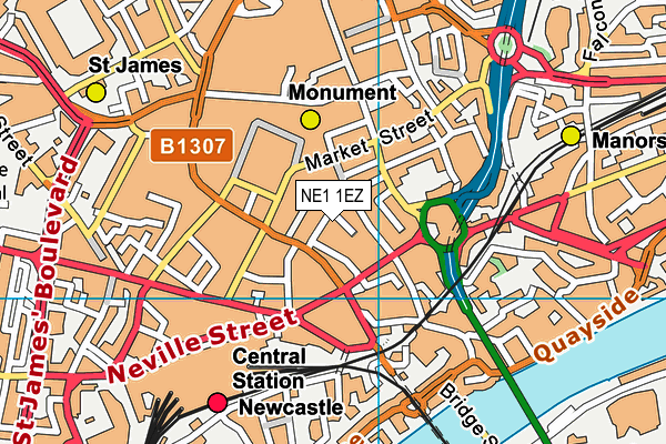 NE1 1EZ map - OS VectorMap District (Ordnance Survey) NE1 1EZ map - OS VectorMap District (Ordnance Survey)