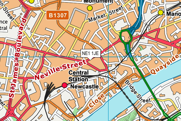 NE1 1JE map - OS VectorMap District (Ordnance Survey)