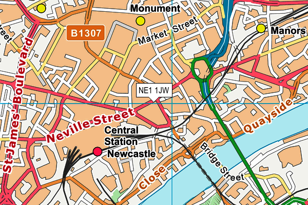 NE1 1JW map - OS VectorMap District (Ordnance Survey)
