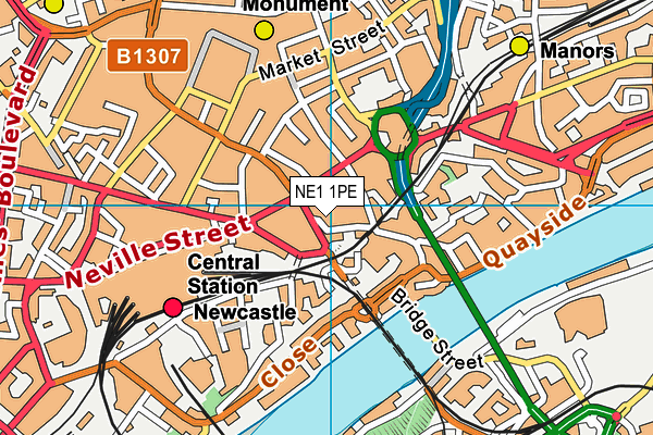 NE1 1PE map - OS VectorMap District (Ordnance Survey) NE1 1PE map - OS VectorMap District (Ordnance Survey)