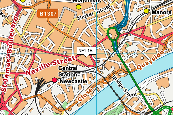 NE1 1RJ map - OS VectorMap District (Ordnance Survey)
