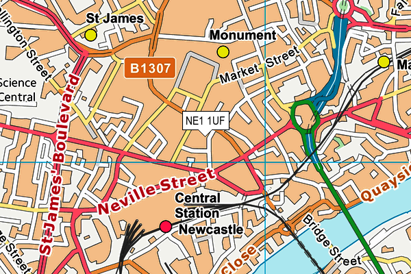 NE1 1UF map - OS VectorMap District (Ordnance Survey)