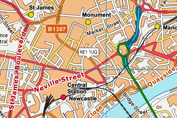 NE1 1UQ map - OS VectorMap District (Ordnance Survey)