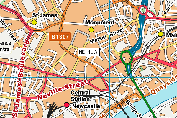 NE1 1UW map - OS VectorMap District (Ordnance Survey) NE1 1UW map - OS VectorMap District (Ordnance Survey)