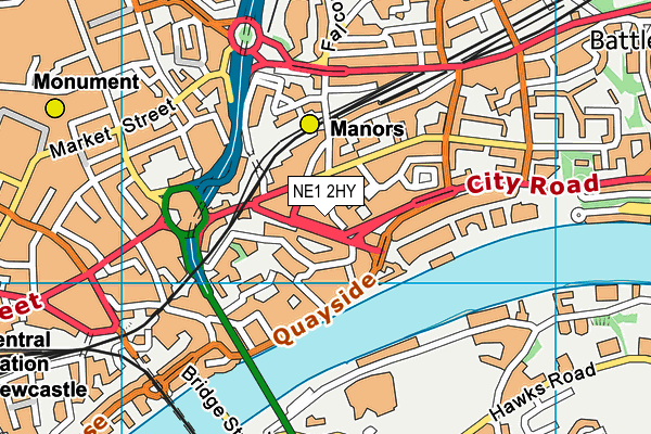 NE1 2HY map - OS VectorMap District (Ordnance Survey)