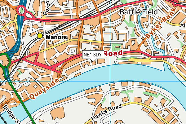NE1 3DY map - OS VectorMap District (Ordnance Survey) NE1 3DY map - OS VectorMap District (Ordnance Survey)