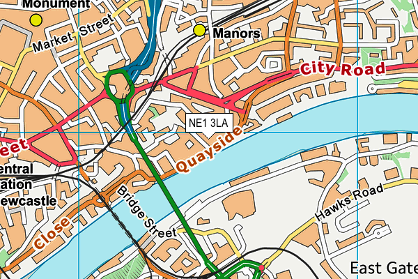 NE1 3LA map - OS VectorMap District (Ordnance Survey) NE1 3LA map - OS VectorMap District (Ordnance Survey)
