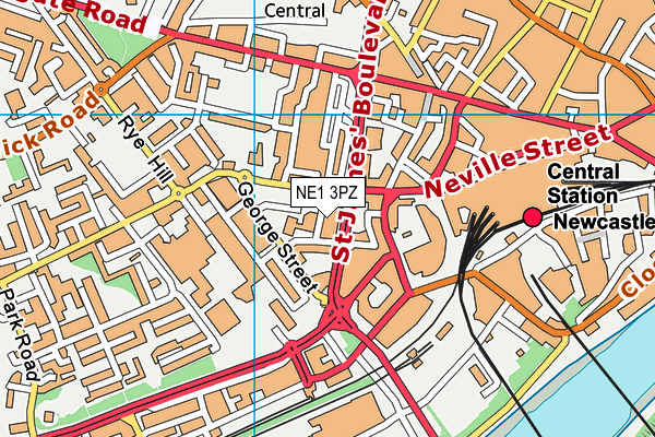 NE1 3PZ map - OS VectorMap District (Ordnance Survey) NE1 3PZ map - OS VectorMap District (Ordnance Survey)