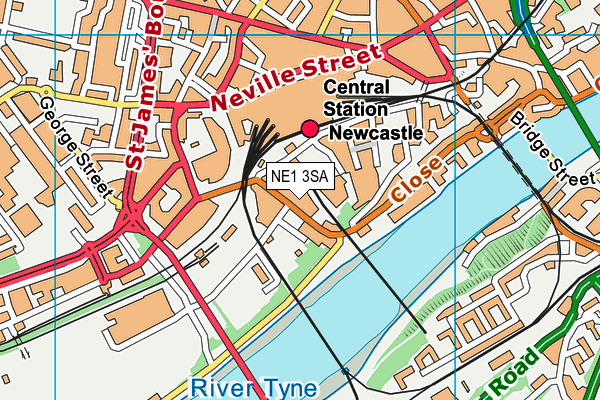 NE1 3SA map - OS VectorMap District (Ordnance Survey)