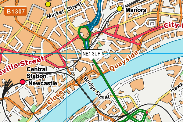 NE1 3UF map - OS VectorMap District (Ordnance Survey)
