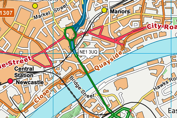 NE1 3UQ map - OS VectorMap District (Ordnance Survey)
