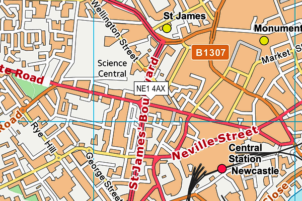 NE1 4AX map - OS VectorMap District (Ordnance Survey) NE1 4AX map - OS VectorMap District (Ordnance Survey)