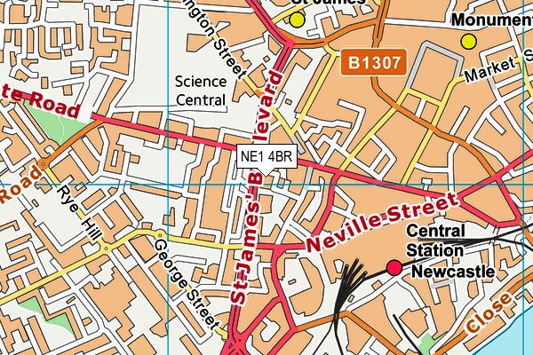 NE1 4BR map - OS VectorMap District (Ordnance Survey) NE1 4BR map - OS VectorMap District (Ordnance Survey)