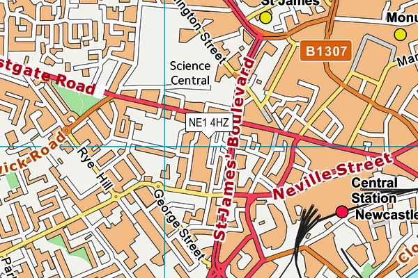 NE1 4HZ map - OS VectorMap District (Ordnance Survey) NE1 4HZ map - OS VectorMap District (Ordnance Survey)