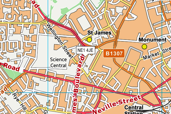 NE1 4JE map - OS VectorMap District (Ordnance Survey) NE1 4JE map - OS VectorMap District (Ordnance Survey)