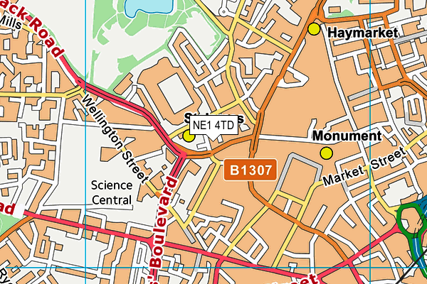 NE1 4TD map - OS VectorMap District (Ordnance Survey) NE1 4TD map - OS VectorMap District (Ordnance Survey)