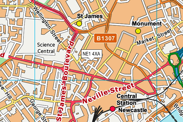 NE1 4XA map - OS VectorMap District (Ordnance Survey) NE1 4XA map - OS VectorMap District (Ordnance Survey)