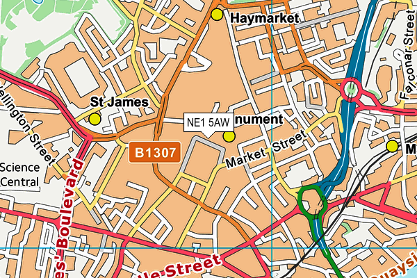 NE1 5AW map - OS VectorMap District (Ordnance Survey)
