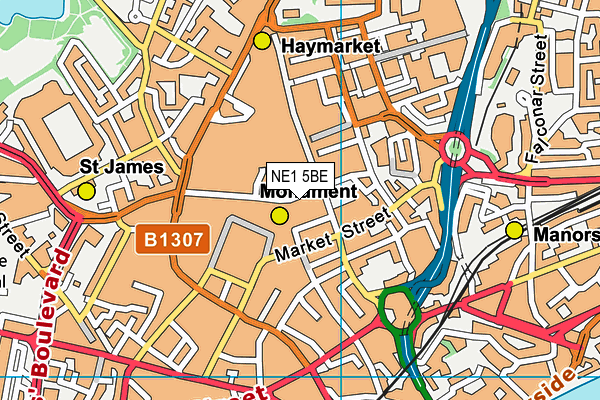 NE1 5BE map - OS VectorMap District (Ordnance Survey) NE1 5BE map - OS VectorMap District (Ordnance Survey)