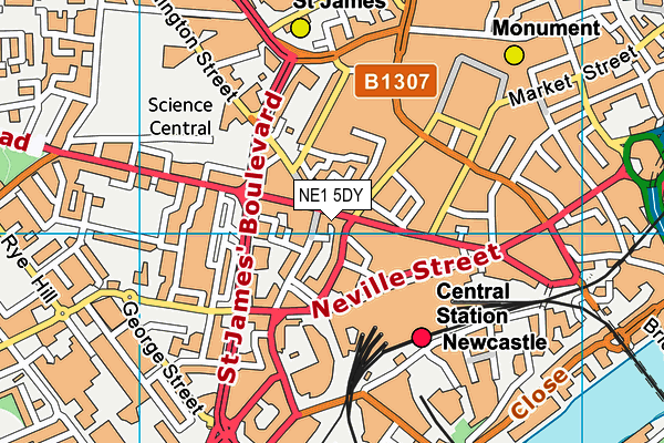 NE1 5DY map - OS VectorMap District (Ordnance Survey) NE1 5DY map - OS VectorMap District (Ordnance Survey)