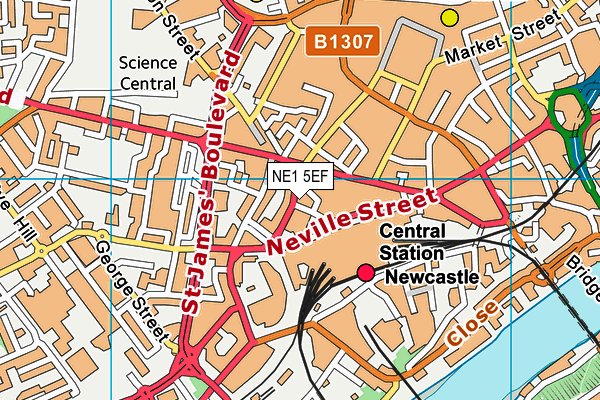 NE1 5EF map - OS VectorMap District (Ordnance Survey) NE1 5EF map - OS VectorMap District (Ordnance Survey)