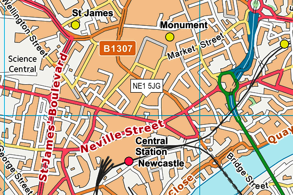 NE1 5JG map - OS VectorMap District (Ordnance Survey) NE1 5JG map - OS VectorMap District (Ordnance Survey)