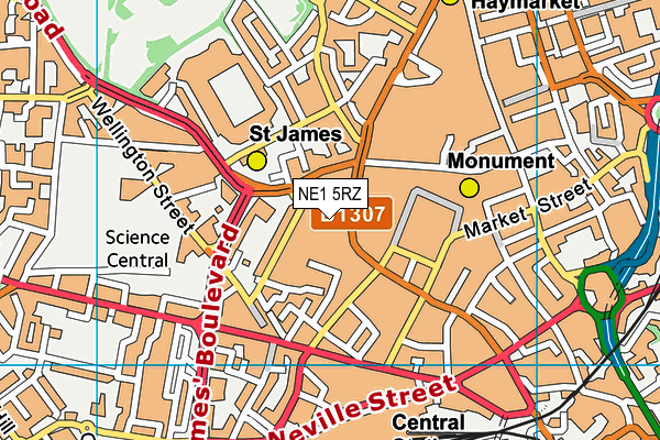 NE1 5RZ map - OS VectorMap District (Ordnance Survey)
