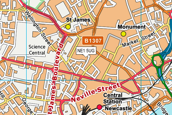 NE1 5UG map - OS VectorMap District (Ordnance Survey) NE1 5UG map - OS VectorMap District (Ordnance Survey)