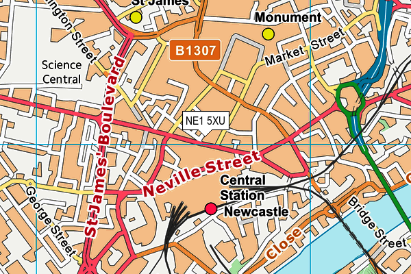 NE1 5XU map - OS VectorMap District (Ordnance Survey) NE1 5XU map - OS VectorMap District (Ordnance Survey)